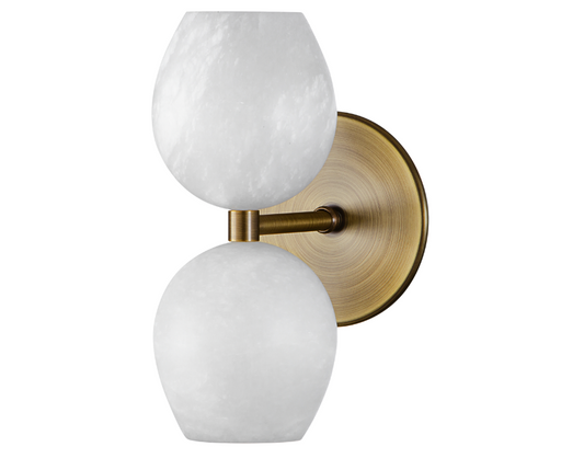 Double Teardrop Alabaster Sconce – Antique Brass